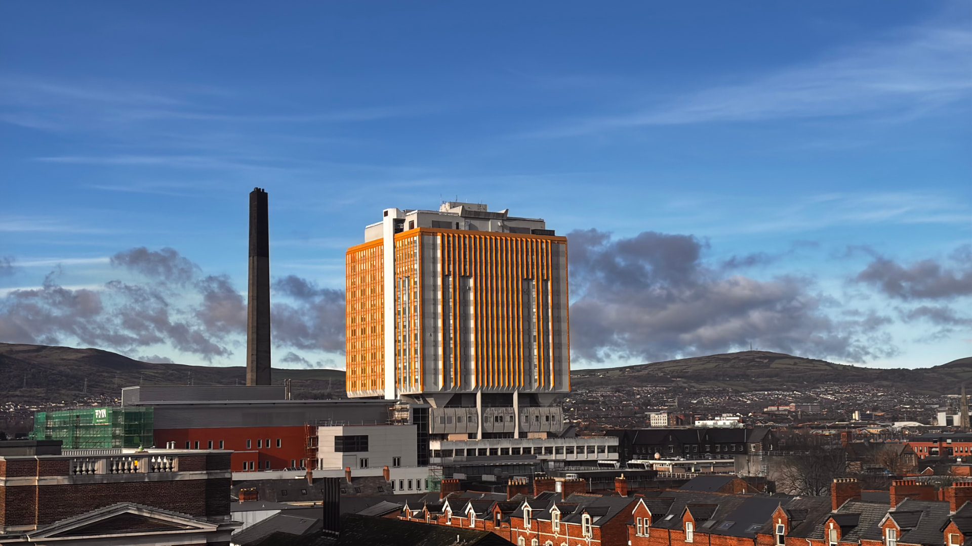 Belfast City Hospital and its surrounding cityscape