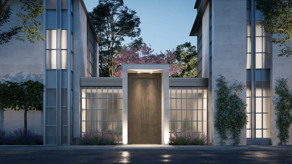 The entrance to the 17,000 sq ft residence
