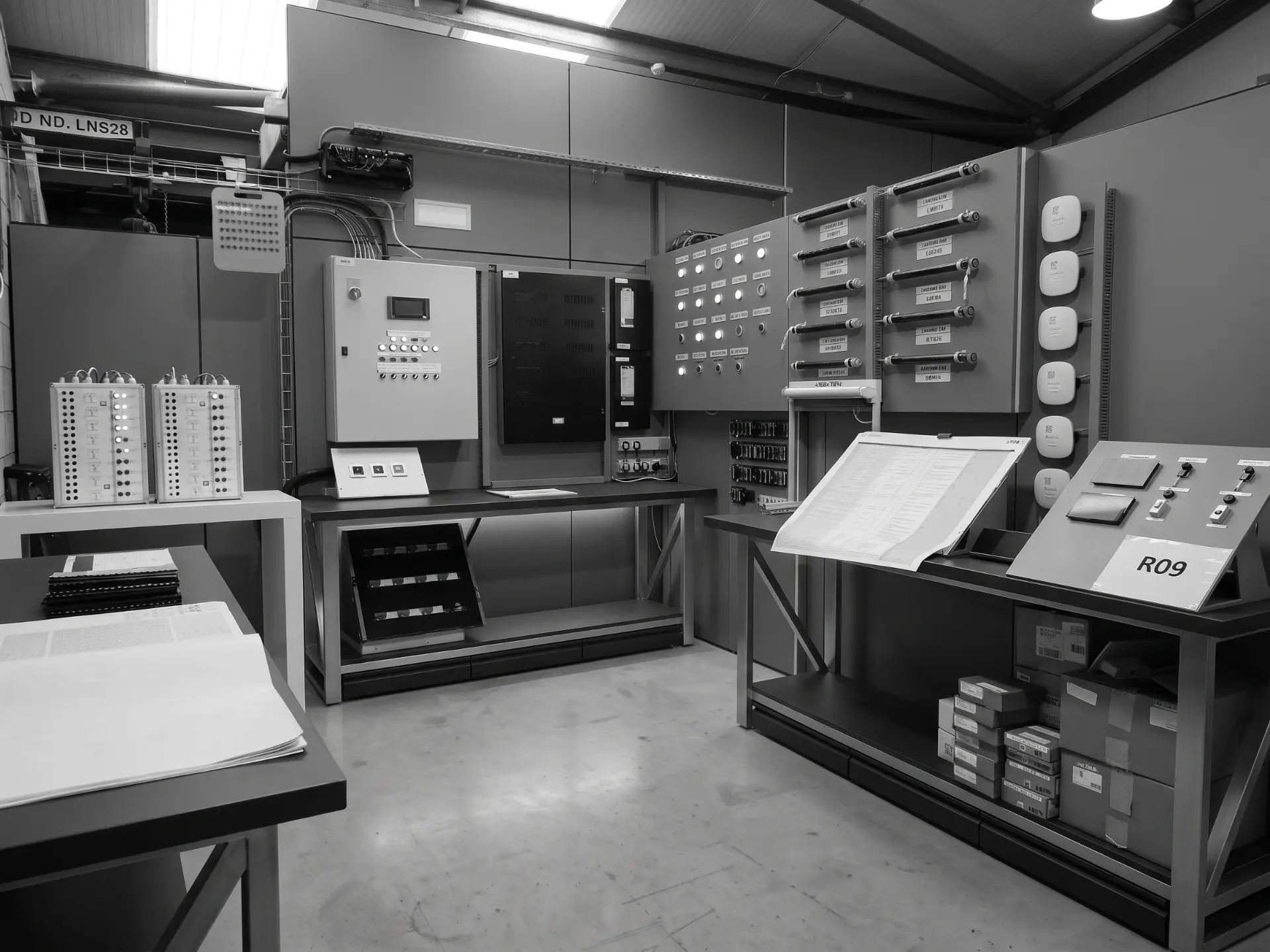 Building management control panels staged on the OKTO test bench