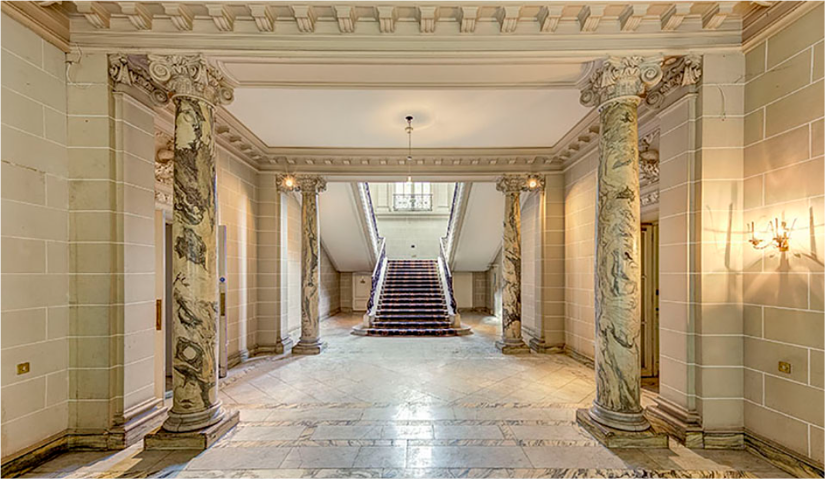 Marble entrance hall and colonnade